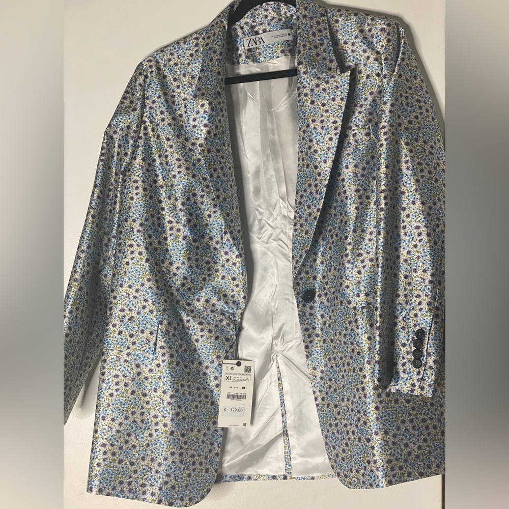 Zara flora satin effect blazer